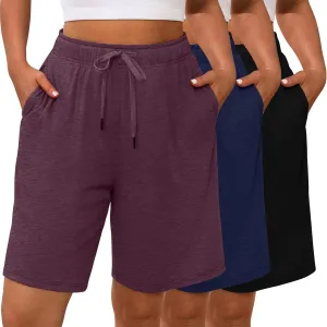 3 Pack Plus Size Bermuda Shorts for Women Comfy Loose Casual Drawstring Sweat Pants with Pockets XL-5XL