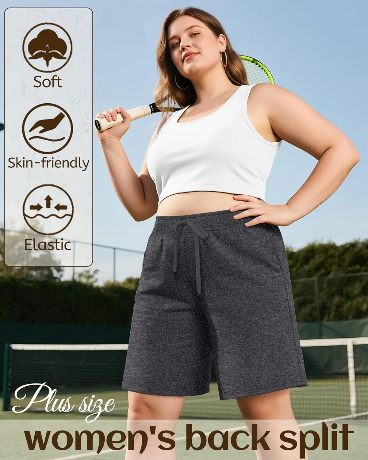 3 Pack Plus Size Bermuda Shorts for Women Comfy Loose Casual Drawstring Sweat Pants with Pockets XL-5XL