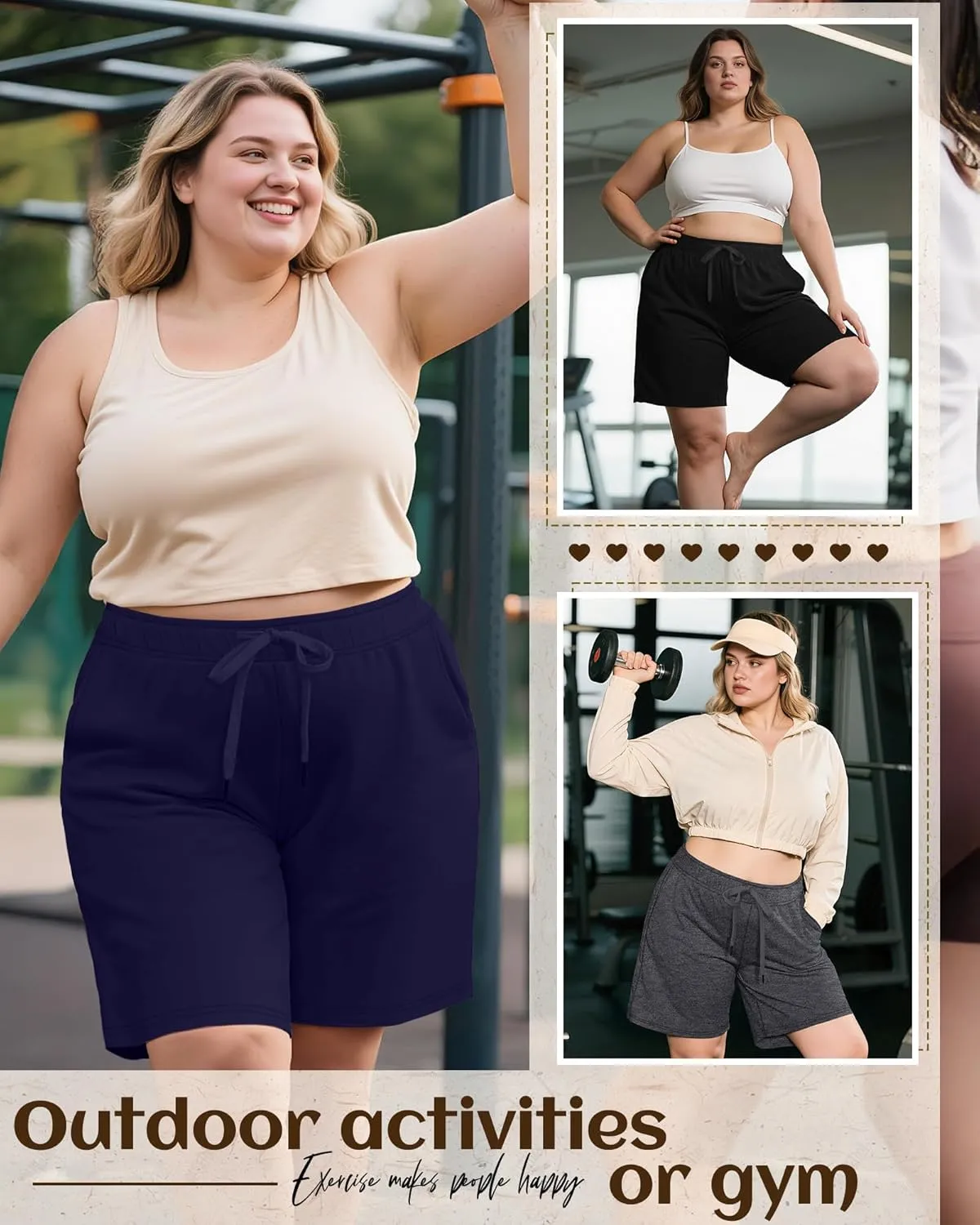 3 Pack Plus Size Bermuda Shorts for Women Comfy Loose Casual Drawstring Sweat Pants with Pockets XL-5XL