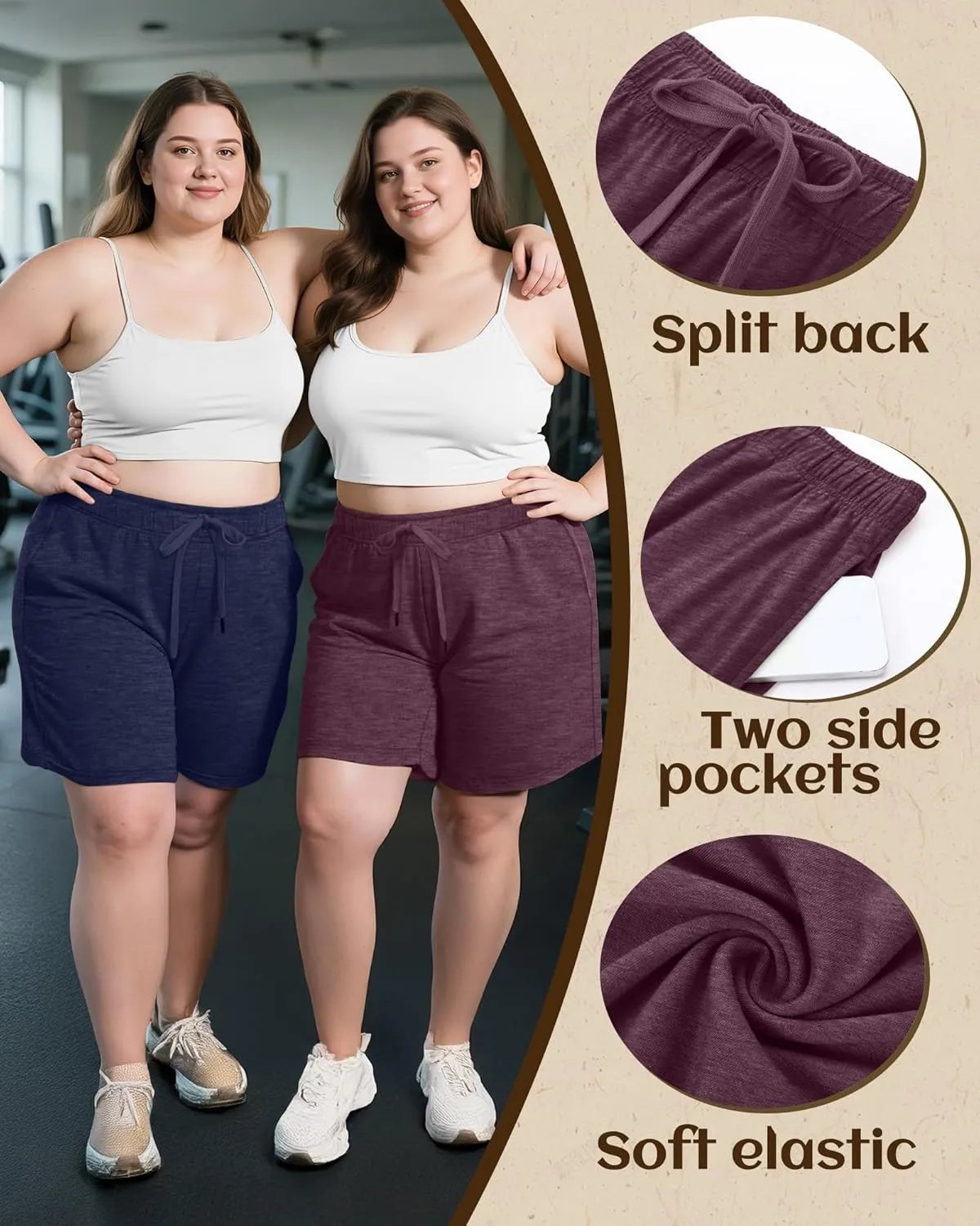 3 Pack Plus Size Bermuda Shorts for Women Comfy Loose Casual Drawstring Sweat Pants with Pockets XL-5XL
