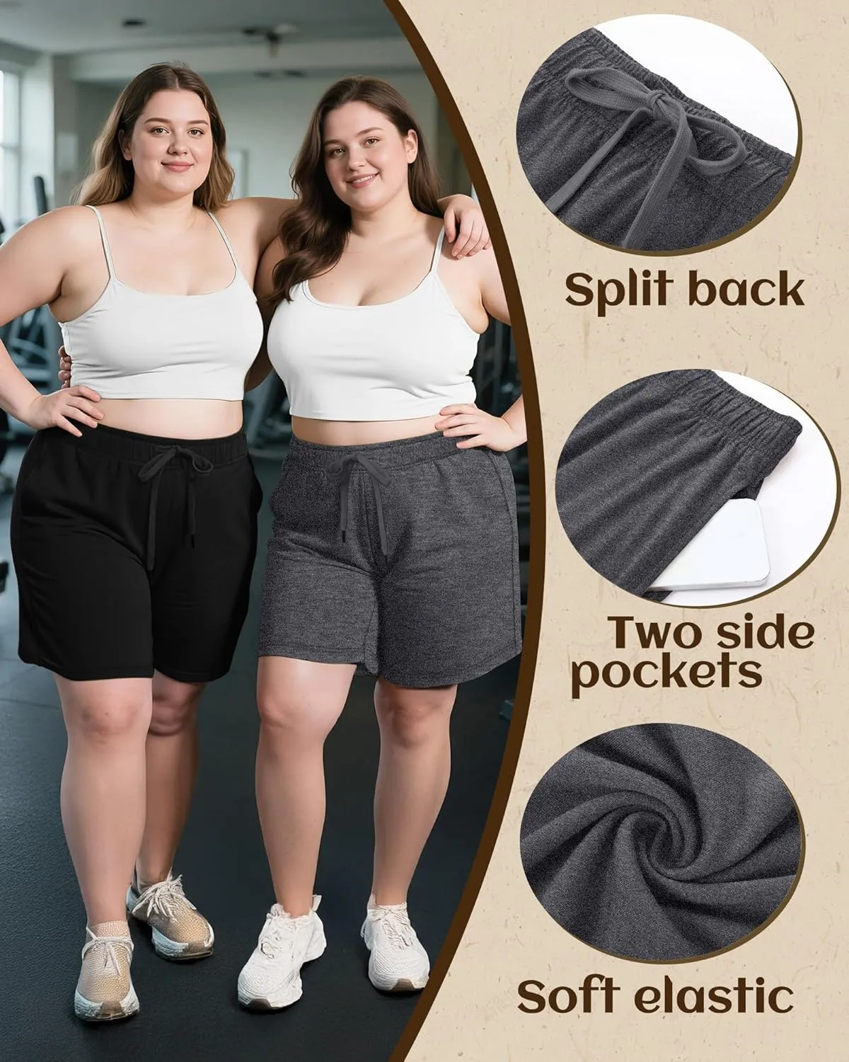 3 Pack Plus Size Bermuda Shorts for Women Comfy Loose Casual Drawstring Sweat Pants with Pockets XL-5XL