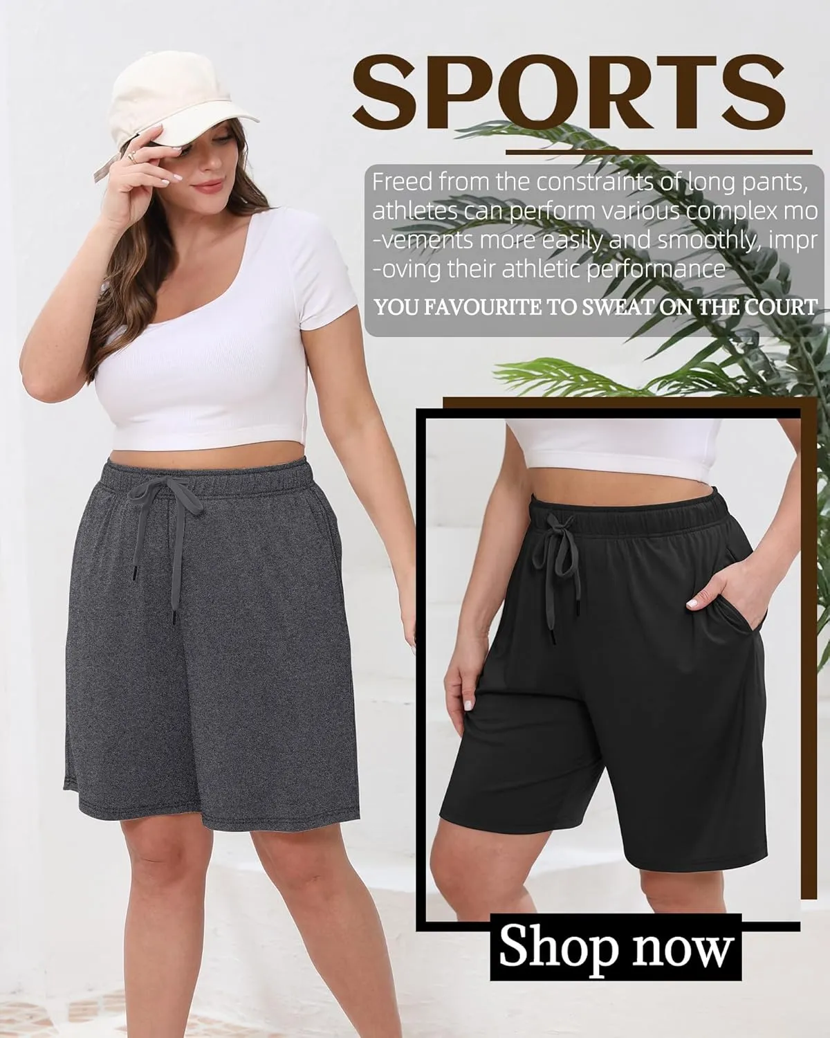 3 Pack Plus Size Bermuda Shorts for Women Comfy Loose Casual Drawstring Sweat Pants with Pockets XL-5XL