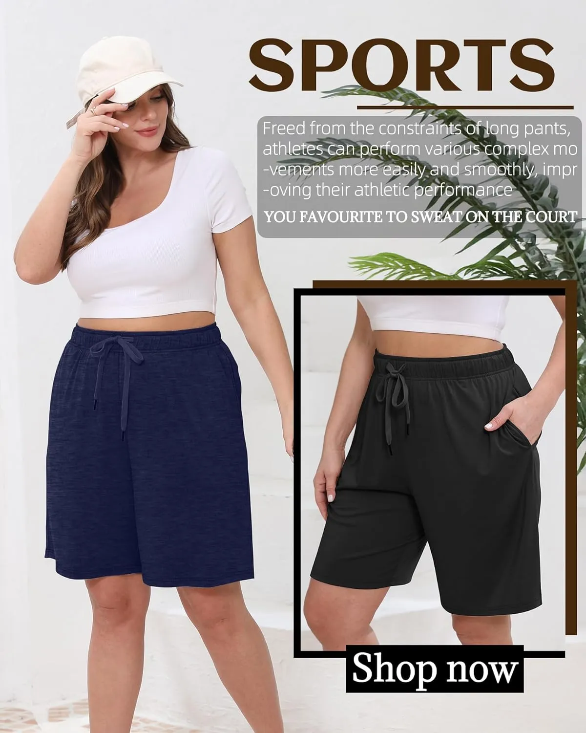 3 Pack Plus Size Bermuda Shorts for Women Comfy Loose Casual Drawstring Sweat Pants with Pockets XL-5XL
