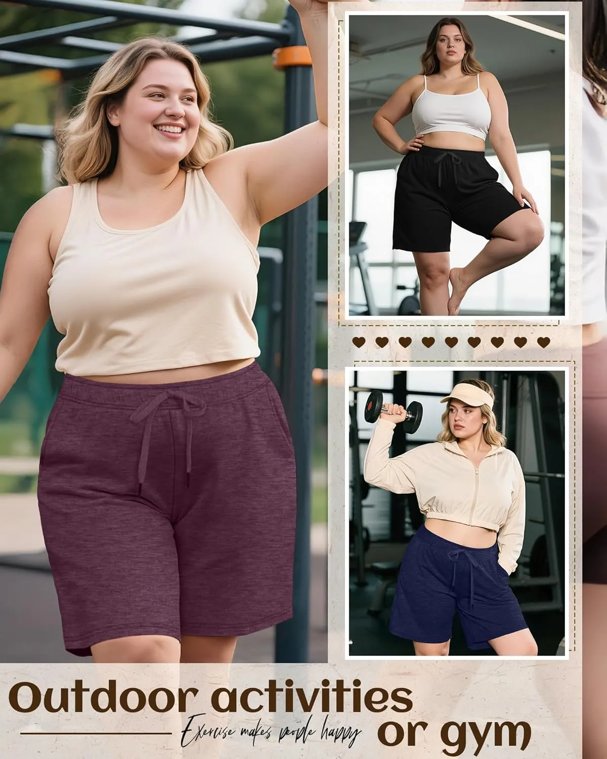 3 Pack Plus Size Bermuda Shorts for Women Comfy Loose Casual Drawstring Sweat Pants with Pockets XL-5XL