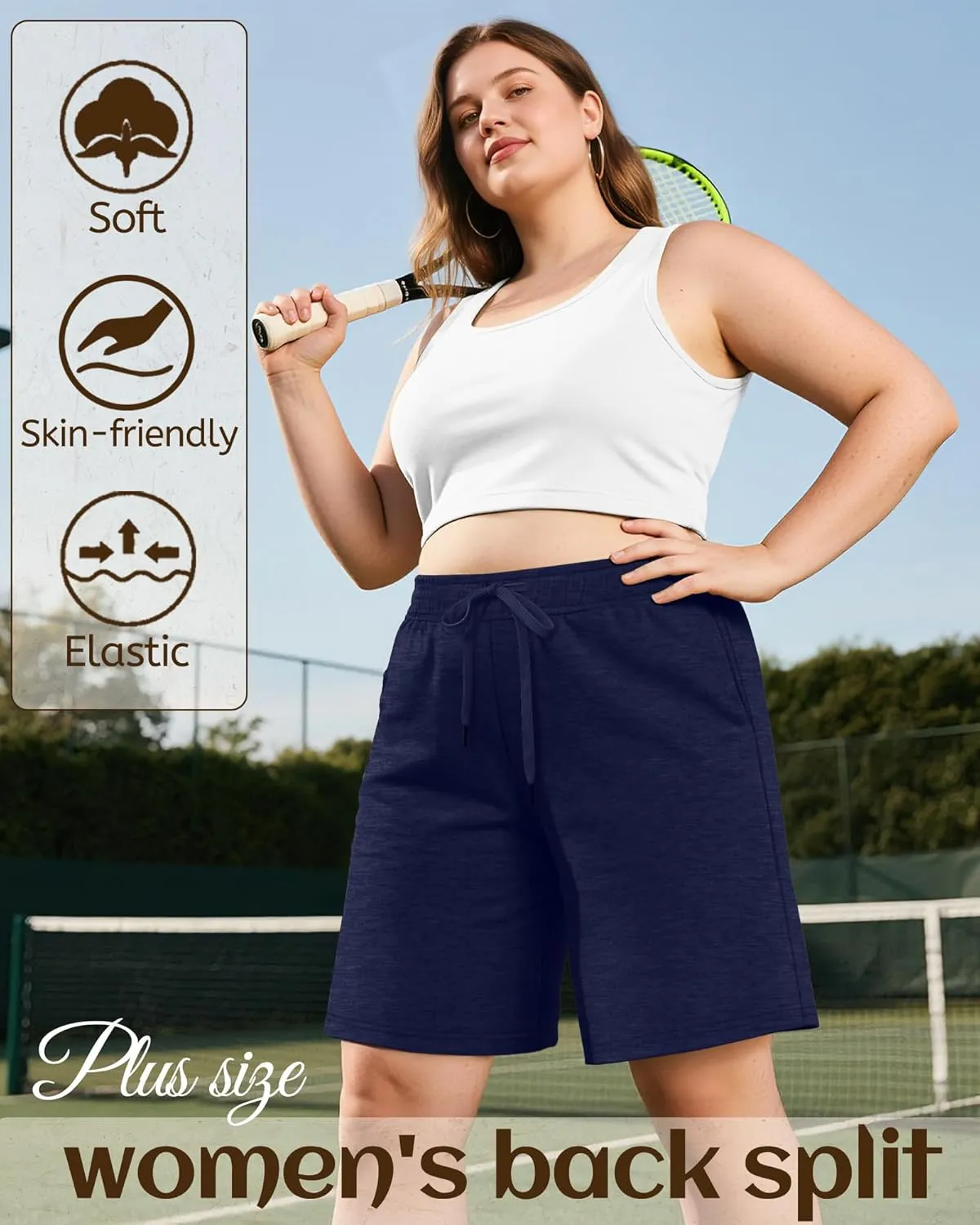3 Pack Plus Size Bermuda Shorts for Women Comfy Loose Casual Drawstring Sweat Pants with Pockets XL-5XL