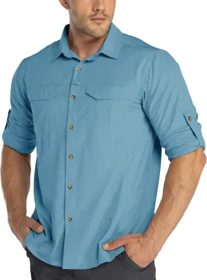 33,000ft Men's Long Sleeve Hiking Shirts Lightweight Quick Dry Sun Protection UV UPF 50 Fishing Shirt Outdoor Safari Travel