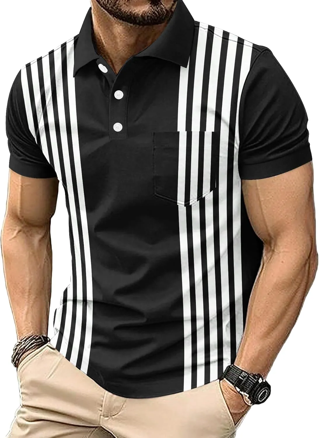 6 Pack Mens Polo Shirt Short Sleeve Sports Golf Tennis T-Shirt Moisture-Wicking Summer Shirts for Work Casual Athletic