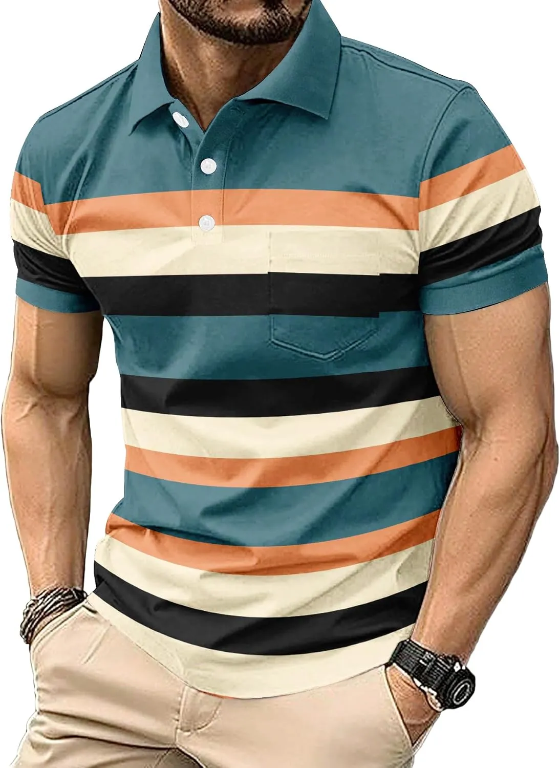 6 Pack Mens Polo Shirt Short Sleeve Sports Golf Tennis T-Shirt Moisture-Wicking Summer Shirts for Work Casual Athletic