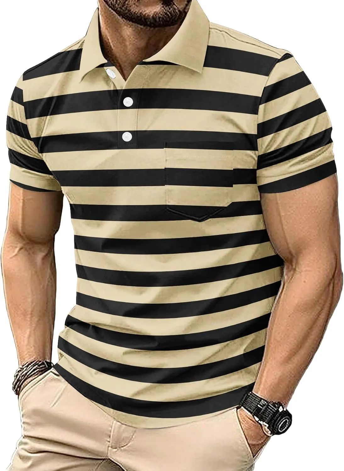 6 Pack Mens Polo Shirt Short Sleeve Sports Golf Tennis T-Shirt Moisture-Wicking Summer Shirts for Work Casual Athletic