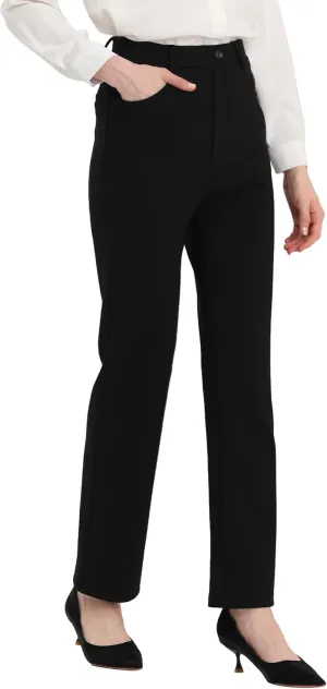 Allegra K Work Pants for Women's High Waist Straight Slacks Yoga Stretch Business Work Trousers