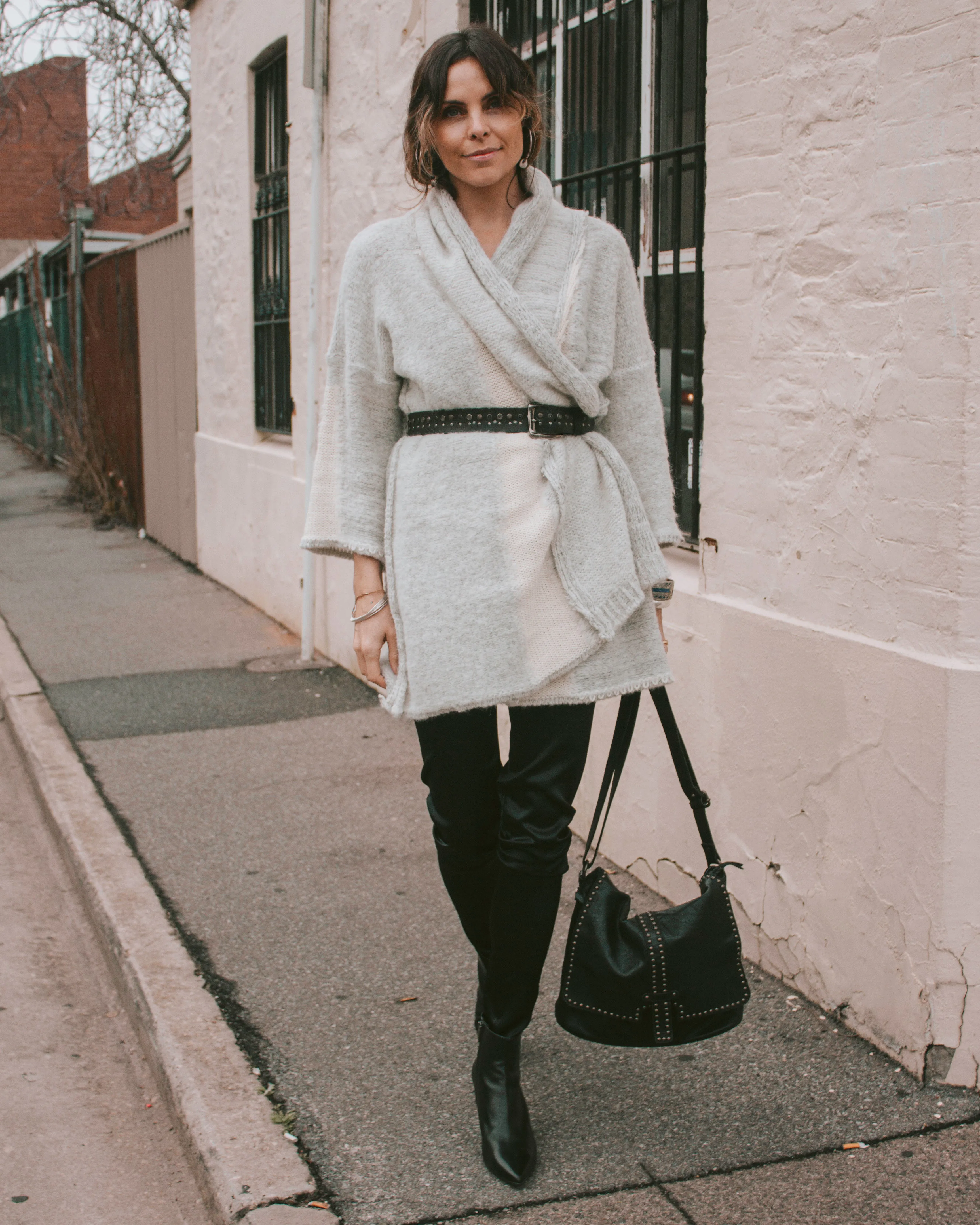 Alpaca kimono style cardigan with mesh detail - Snow