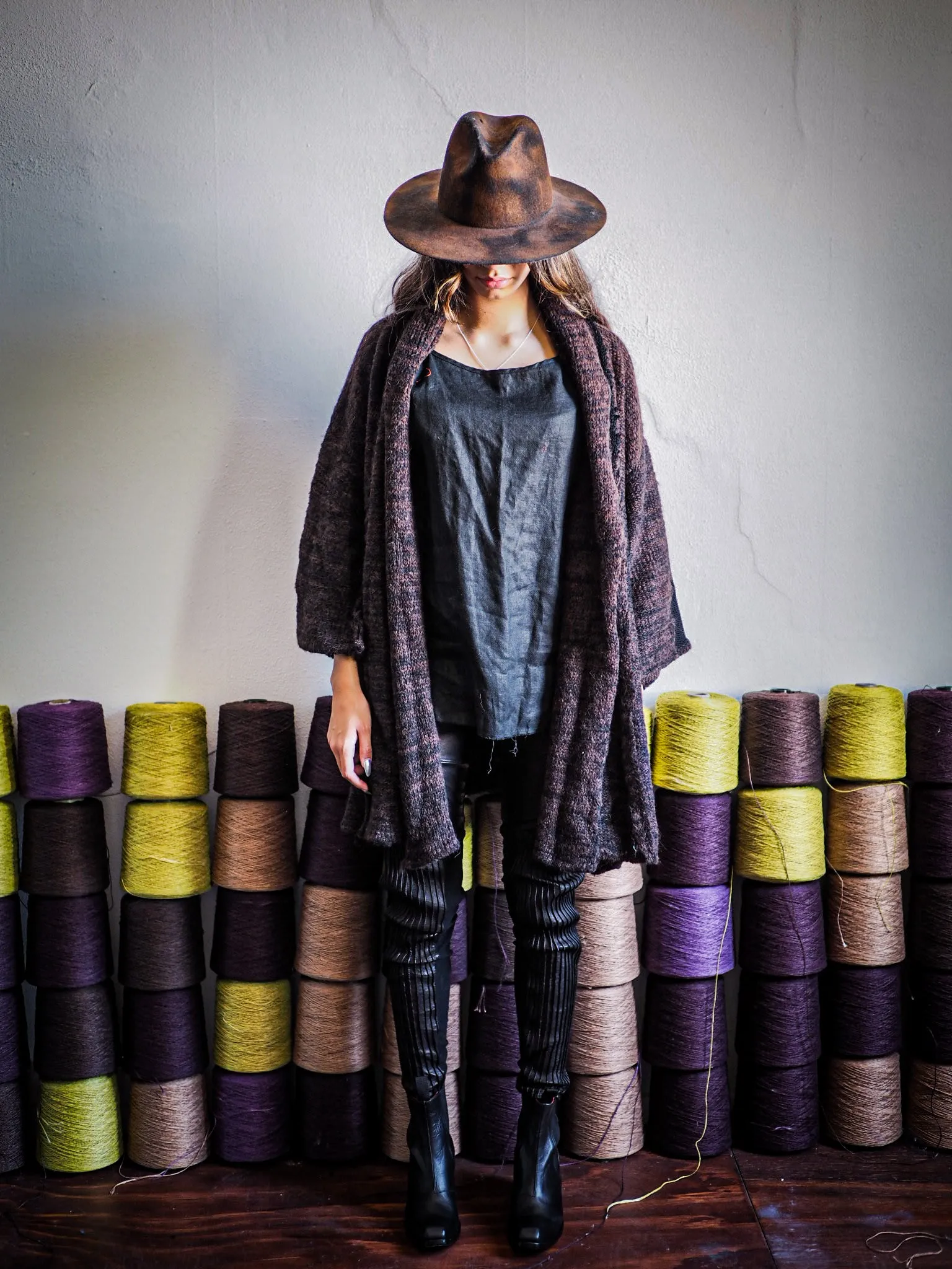 Alpaca kimono style cardigan with mesh detail - Snow
