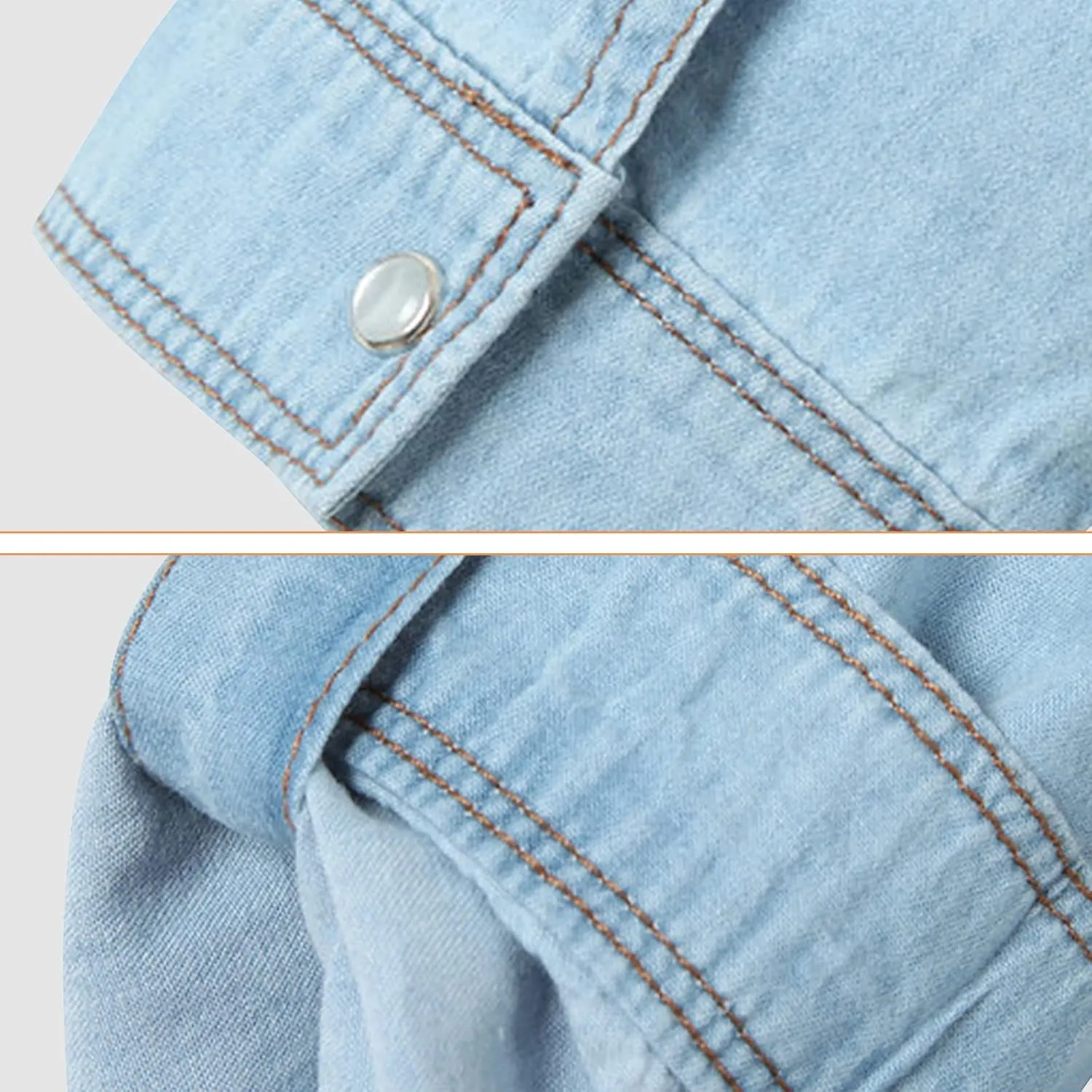 American Trends Women's Denim Shirt 3/4 Sleeve Tie Front Top Knot Chambray Cardigan Button Shirt Jean Crop Top Jacket
