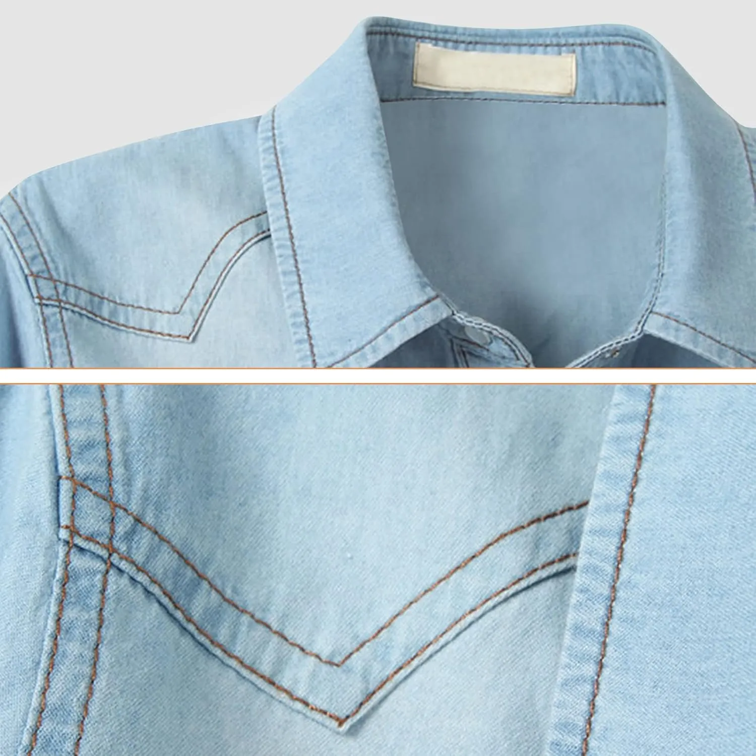 American Trends Women's Denim Shirt 3/4 Sleeve Tie Front Top Knot Chambray Cardigan Button Shirt Jean Crop Top Jacket