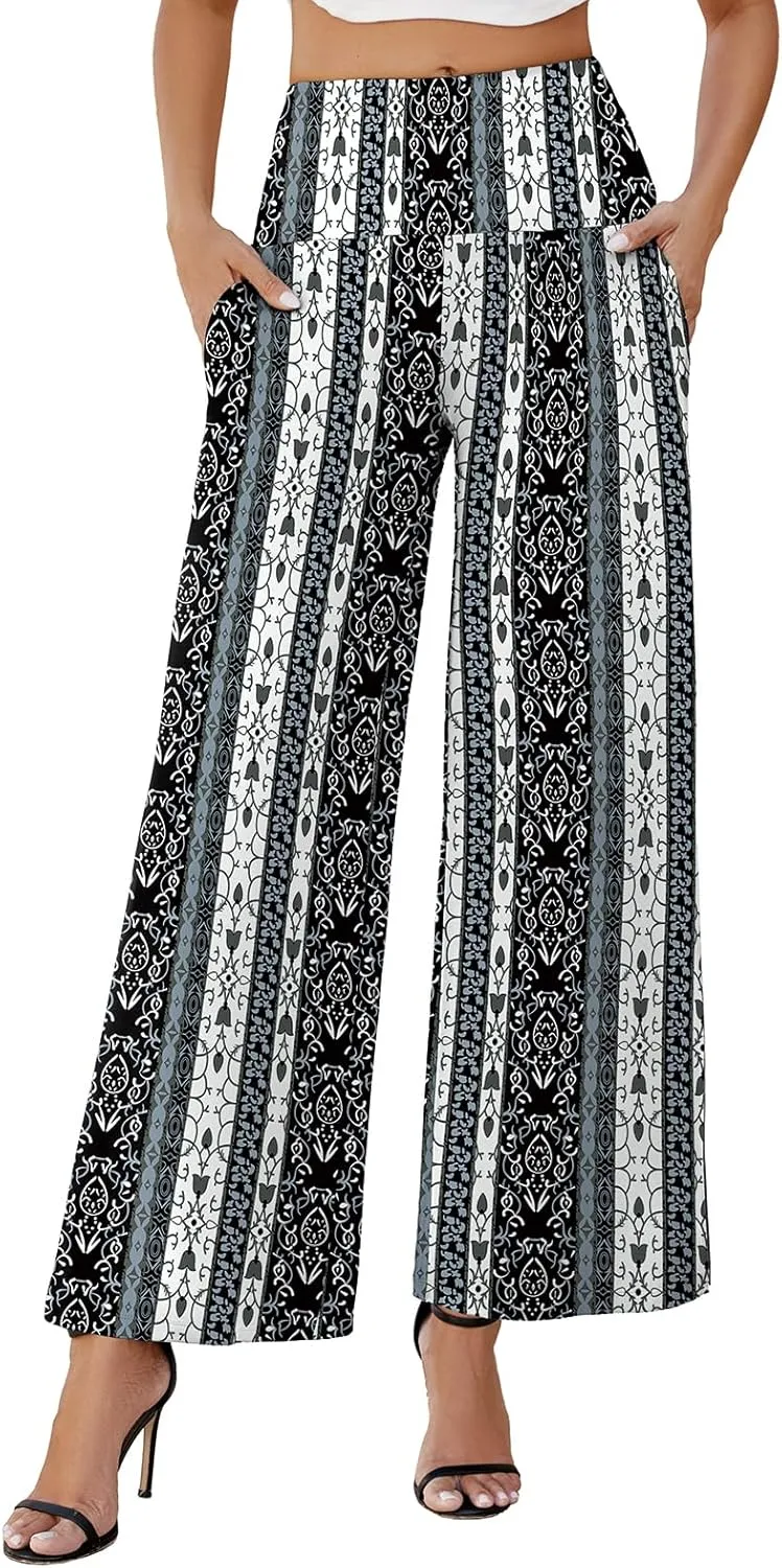 Arolina Women's Stretchy Wide Leg Palazzo Lounge Pants with Pockets Casual Comfy High Waist Palazzo Pants for Women Dressy