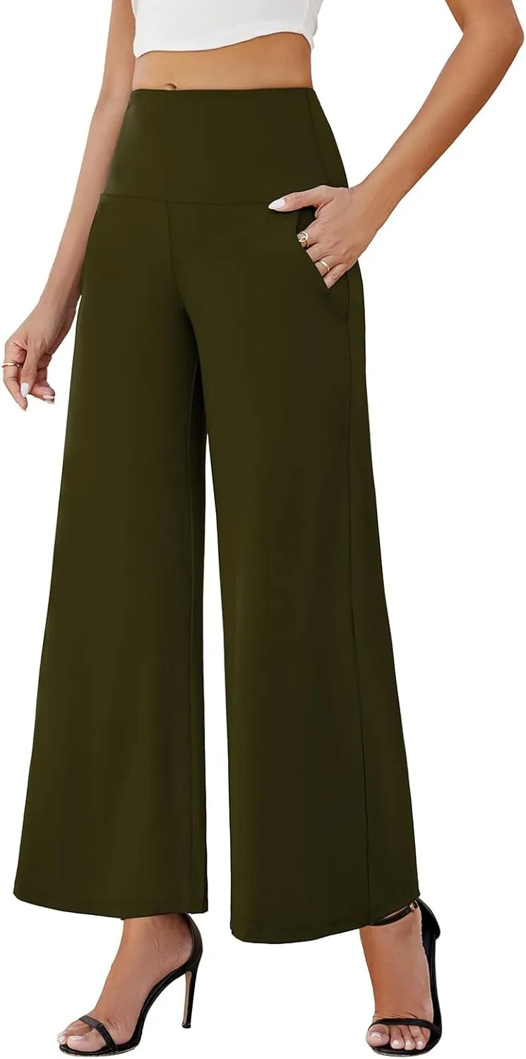 Arolina Women's Stretchy Wide Leg Palazzo Lounge Pants with Pockets Casual Comfy High Waist Palazzo Pants for Women Dressy