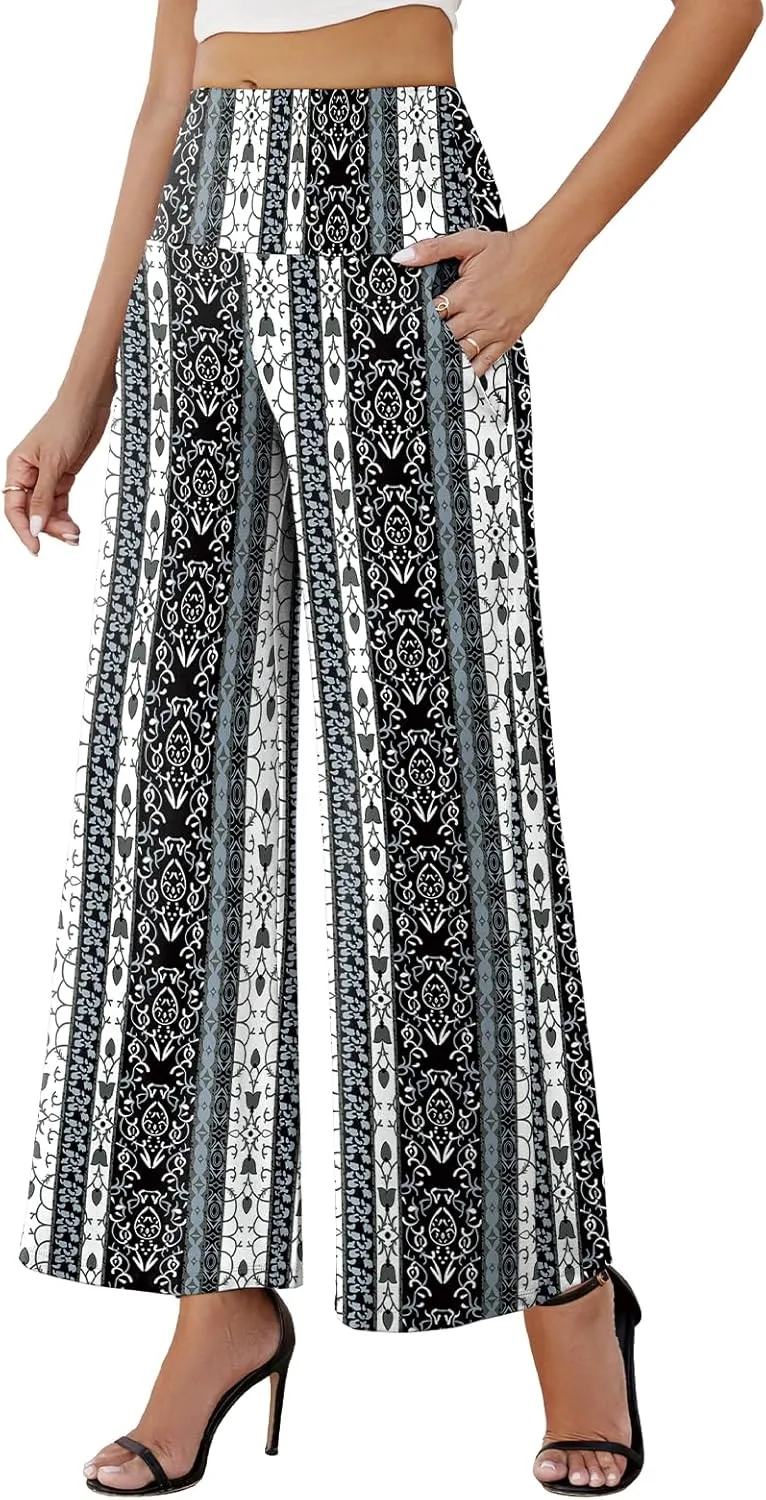 Arolina Women's Stretchy Wide Leg Palazzo Lounge Pants with Pockets Casual Comfy High Waist Palazzo Pants for Women Dressy