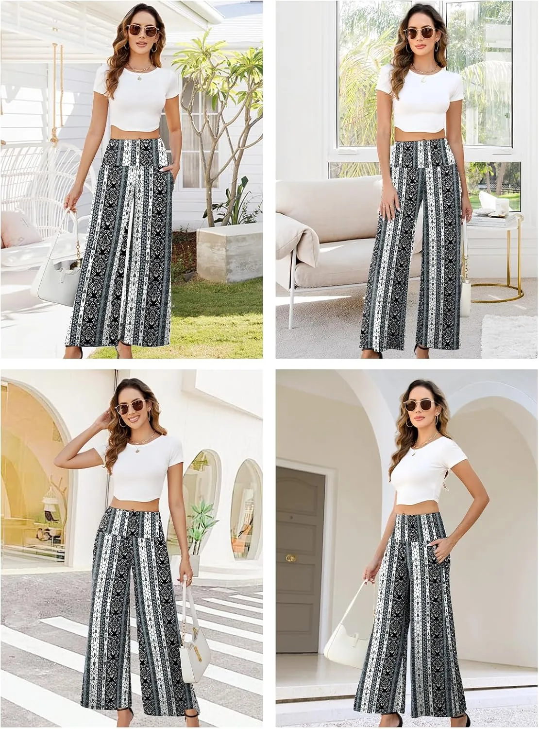 Arolina Women's Stretchy Wide Leg Palazzo Lounge Pants with Pockets Casual Comfy High Waist Palazzo Pants for Women Dressy