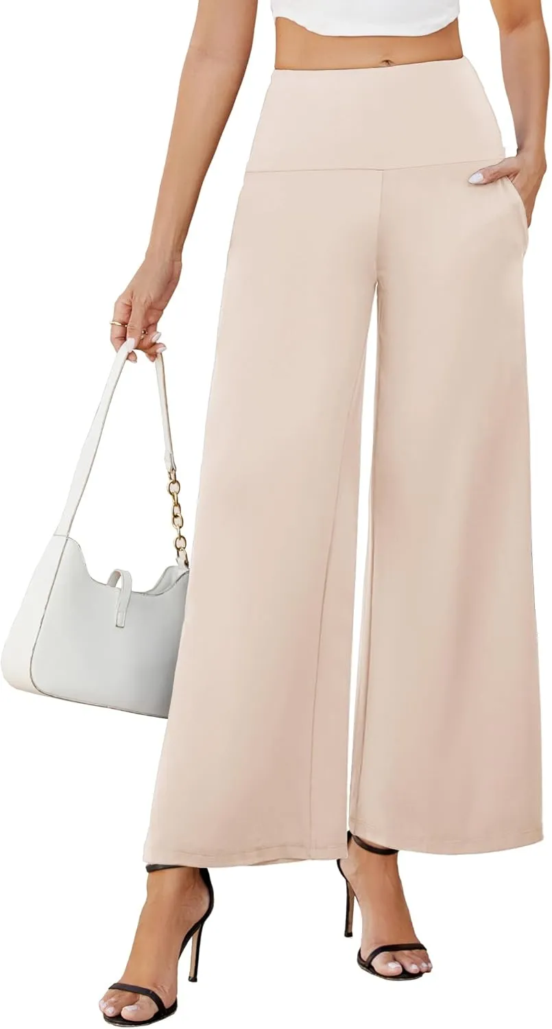 Arolina Women's Stretchy Wide Leg Palazzo Lounge Pants with Pockets Casual Comfy High Waist Palazzo Pants for Women Dressy