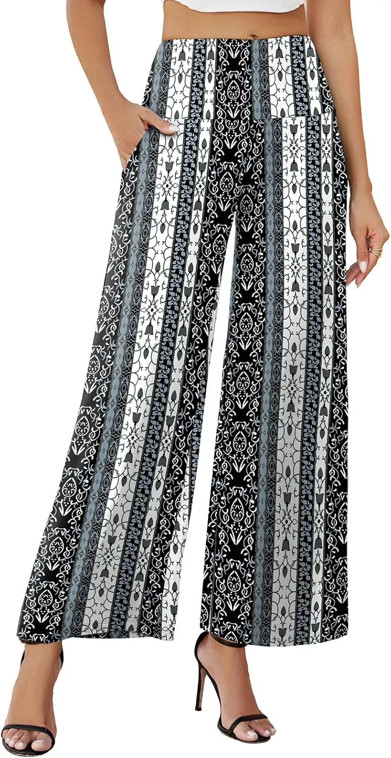 Arolina Women's Stretchy Wide Leg Palazzo Lounge Pants with Pockets Casual Comfy High Waist Palazzo Pants for Women Dressy