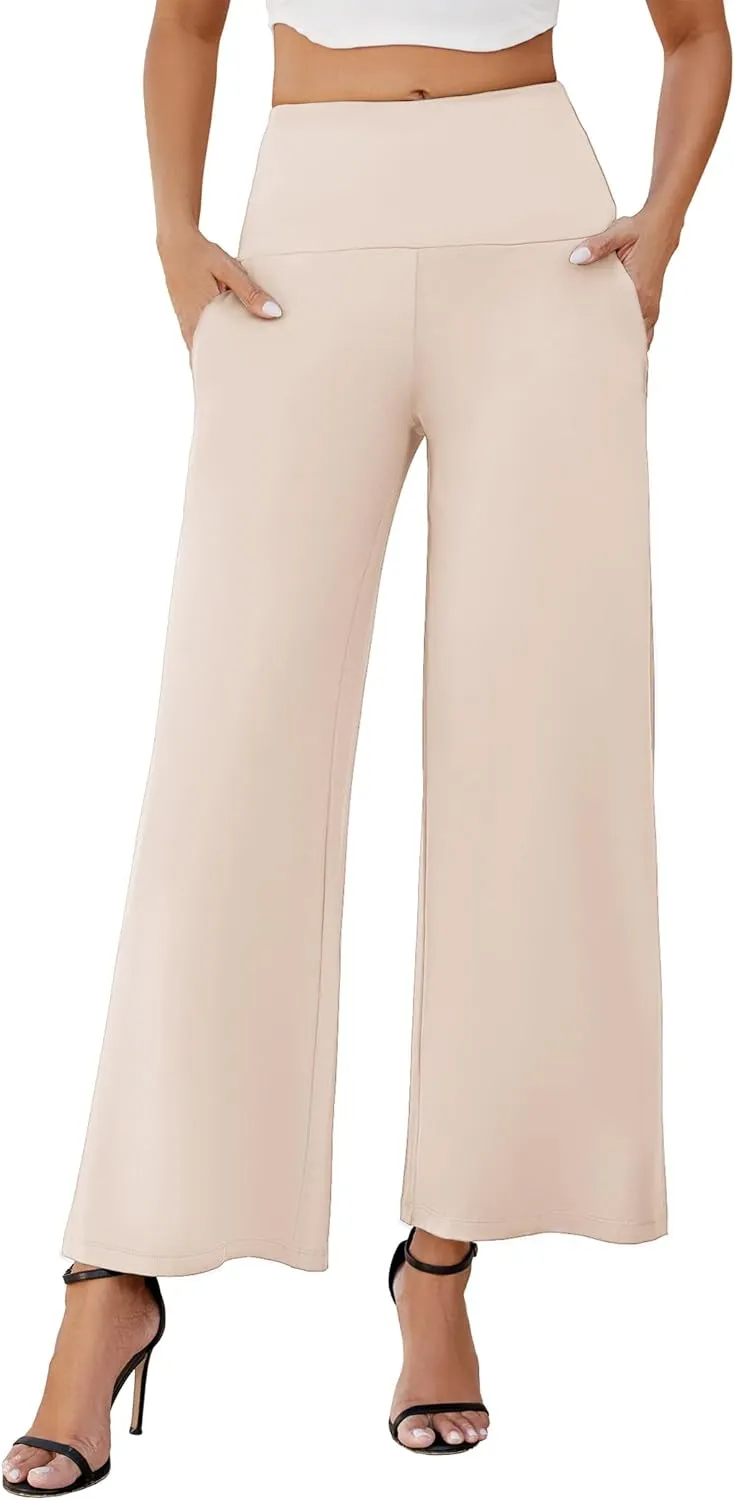 Arolina Women's Stretchy Wide Leg Palazzo Lounge Pants with Pockets Casual Comfy High Waist Palazzo Pants for Women Dressy