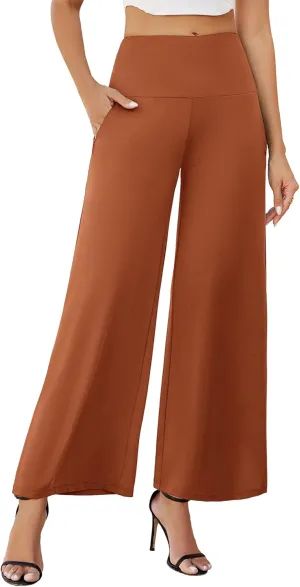 Arolina Women's Stretchy Wide Leg Palazzo Lounge Pants with Pockets Casual Comfy High Waist Palazzo Pants for Women Dressy