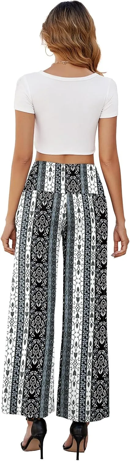 Arolina Women's Stretchy Wide Leg Palazzo Lounge Pants with Pockets Casual Comfy High Waist Palazzo Pants for Women Dressy