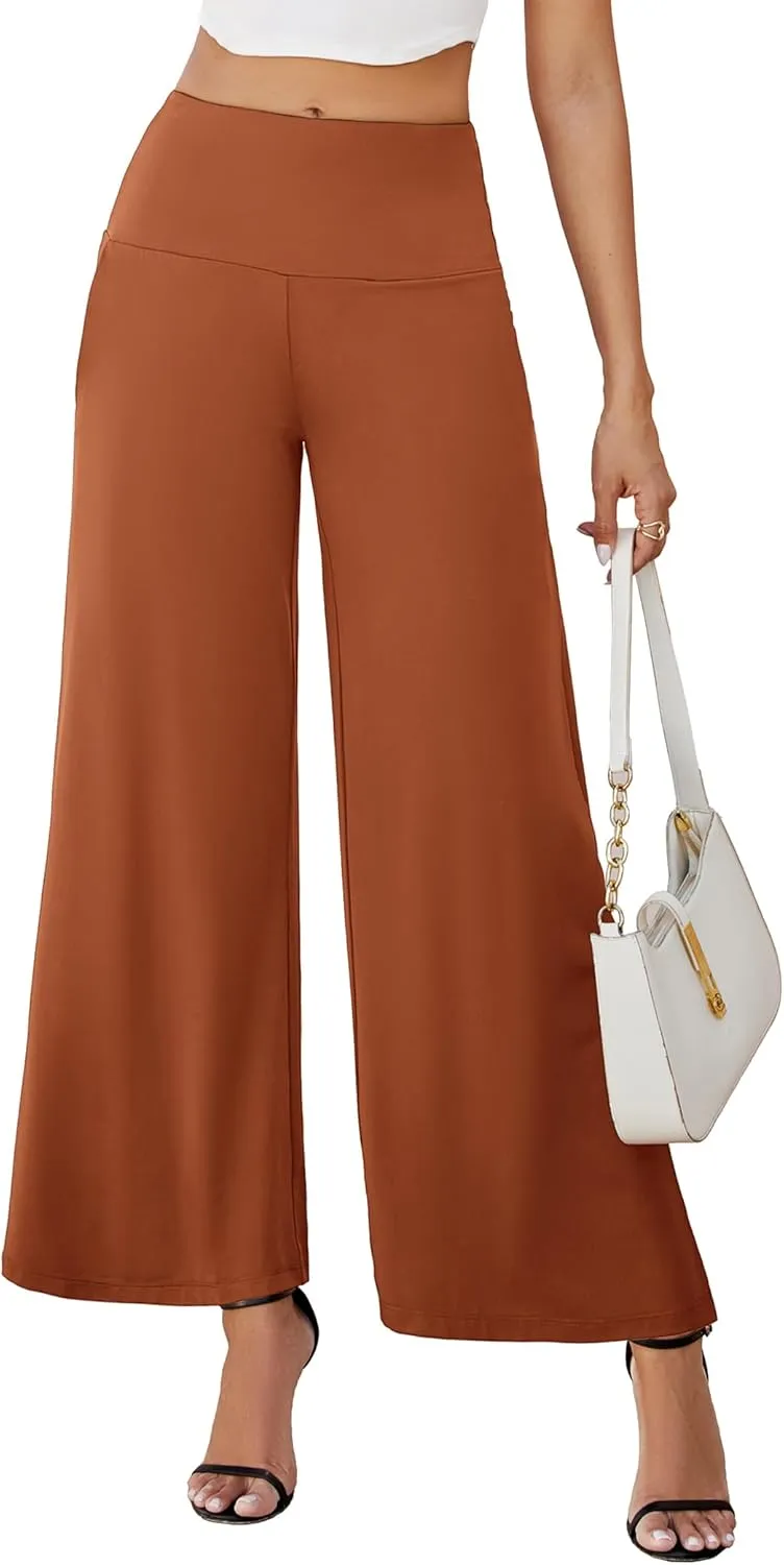 Arolina Women's Stretchy Wide Leg Palazzo Lounge Pants with Pockets Casual Comfy High Waist Palazzo Pants for Women Dressy