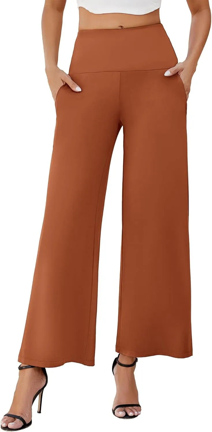 Arolina Women's Stretchy Wide Leg Palazzo Lounge Pants with Pockets Casual Comfy High Waist Palazzo Pants for Women Dressy