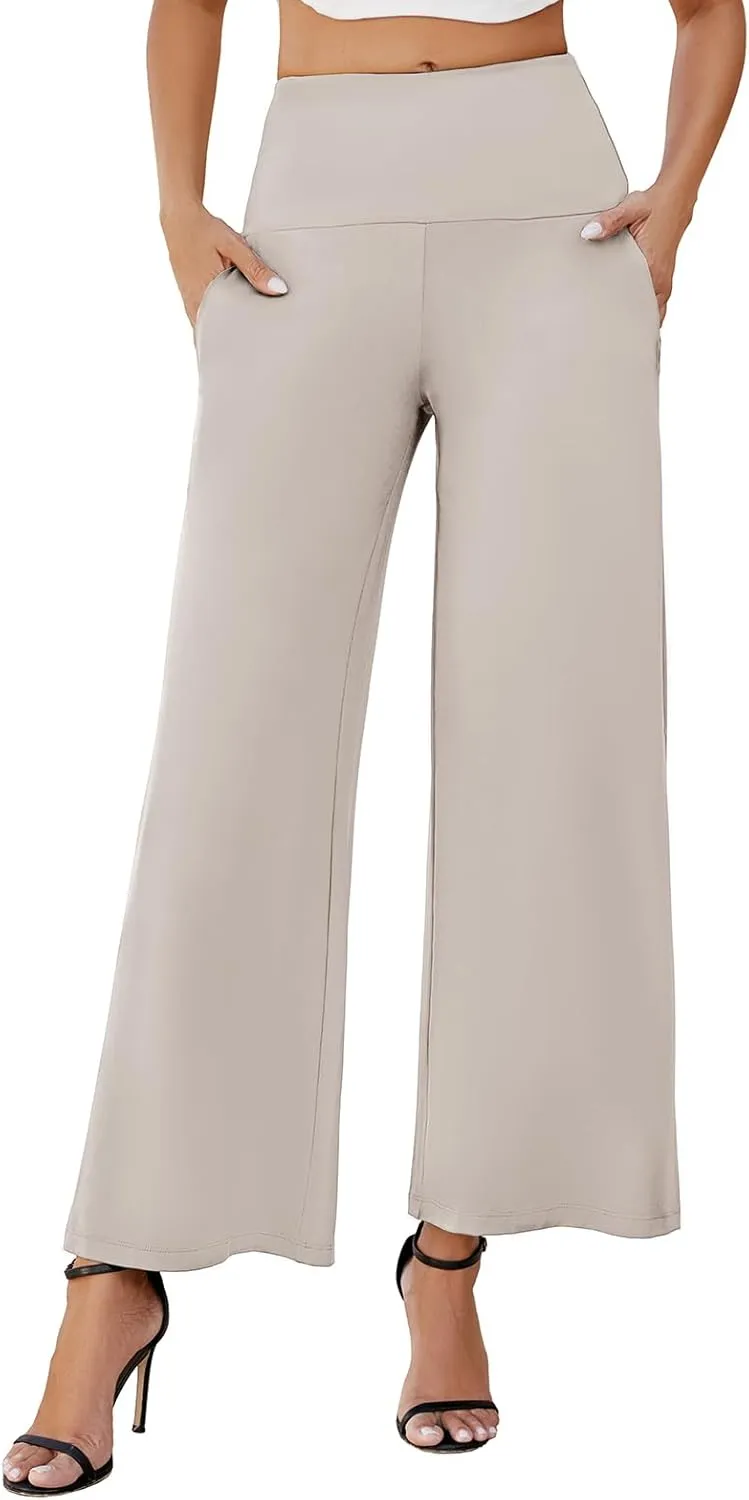 Arolina Women's Stretchy Wide Leg Palazzo Lounge Pants with Pockets Casual Comfy High Waist Palazzo Pants for Women Dressy