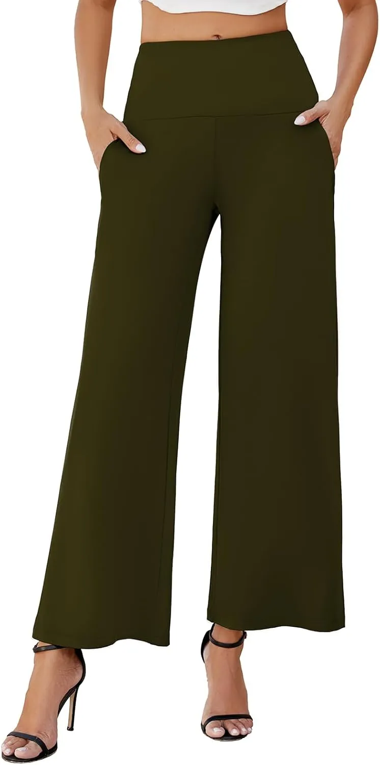 Arolina Women's Stretchy Wide Leg Palazzo Lounge Pants with Pockets Casual Comfy High Waist Palazzo Pants for Women Dressy