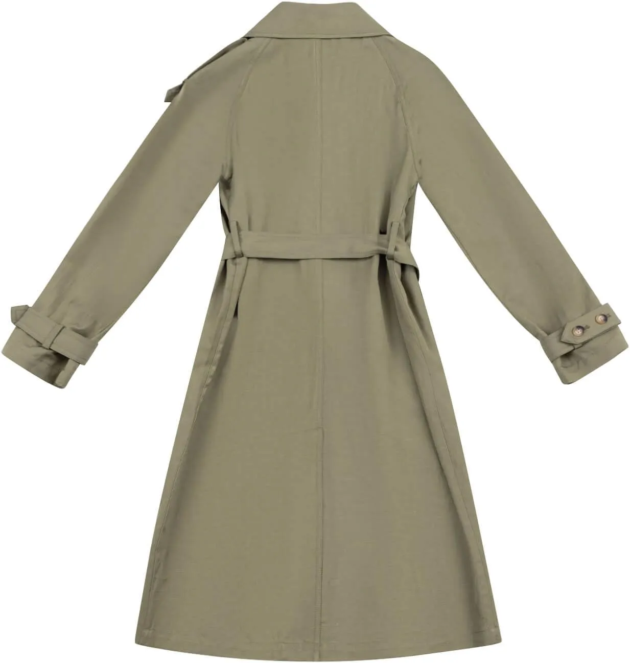 ASSUAL Womens 3/4 Length Trench Coat, Classic Double Breasted Lapel Belt Windbreaker For Workplace Business Commuting