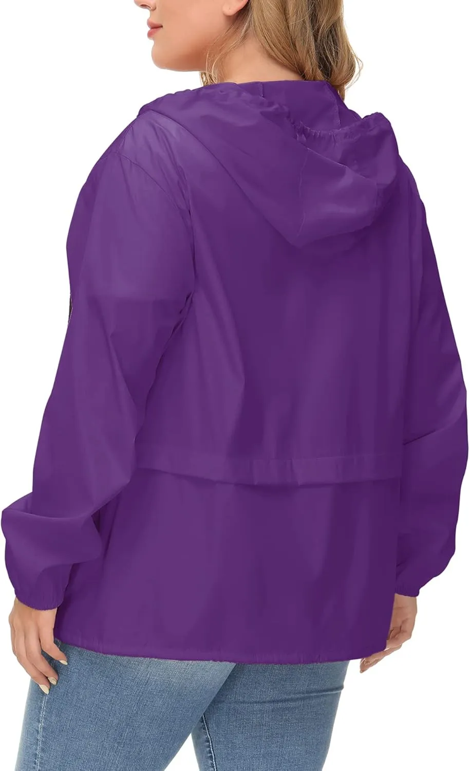 Avoogue Plus Size Raincoat Women Waterproof Rain Jacket Packable Outdoor Hooded Windbreaker
