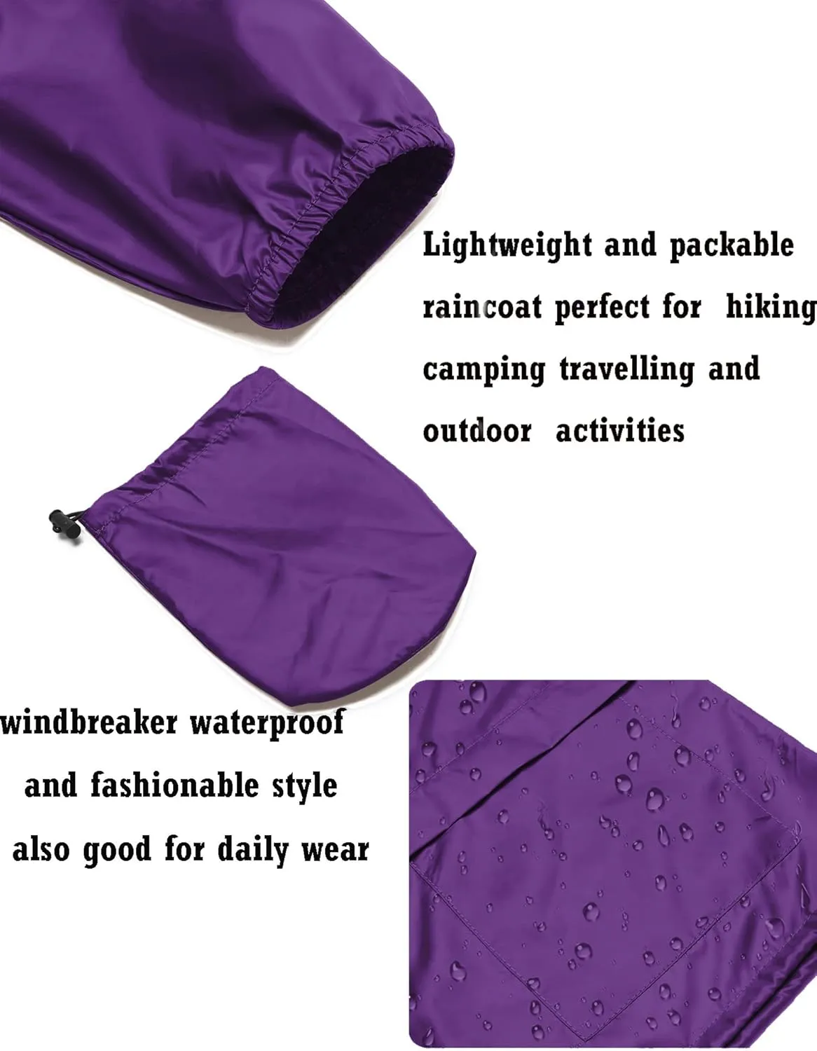 Avoogue Plus Size Raincoat Women Waterproof Rain Jacket Packable Outdoor Hooded Windbreaker
