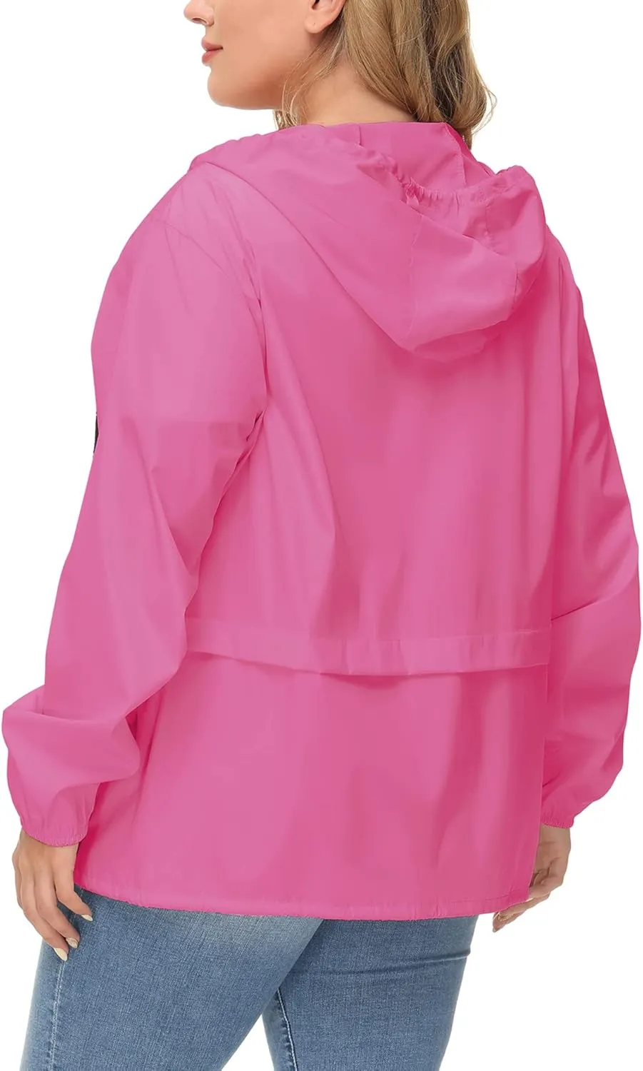 Avoogue Plus Size Raincoat Women Waterproof Rain Jacket Packable Outdoor Hooded Windbreaker