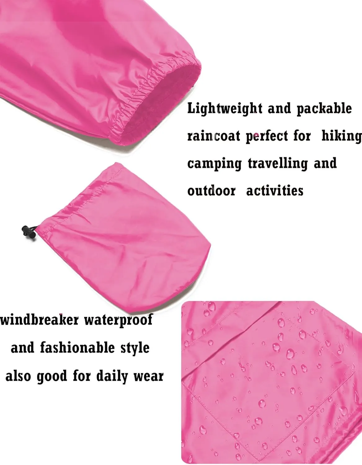 Avoogue Plus Size Raincoat Women Waterproof Rain Jacket Packable Outdoor Hooded Windbreaker