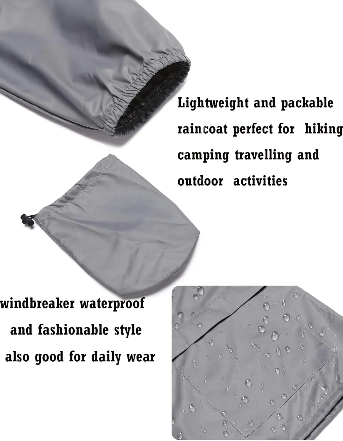 Avoogue Plus Size Raincoat Women Waterproof Rain Jacket Packable Outdoor Hooded Windbreaker