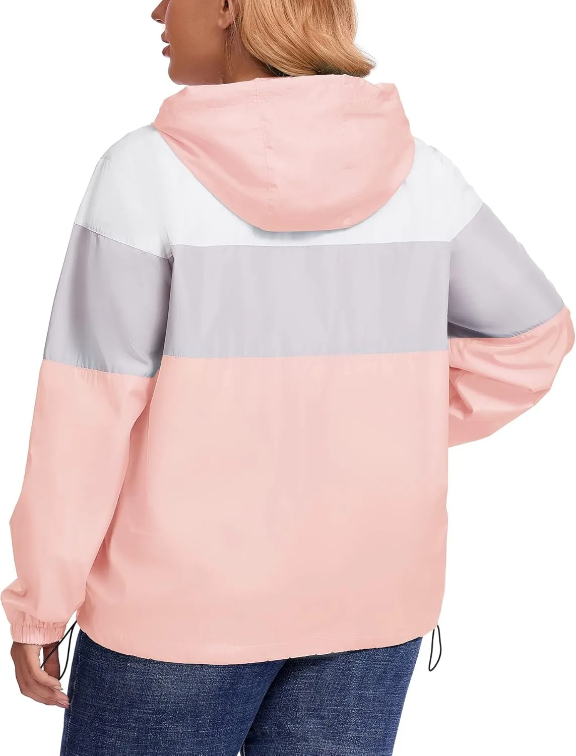 Avoogue Plus Size Raincoat Women Waterproof Rain Jacket Packable Outdoor Hooded Windbreaker