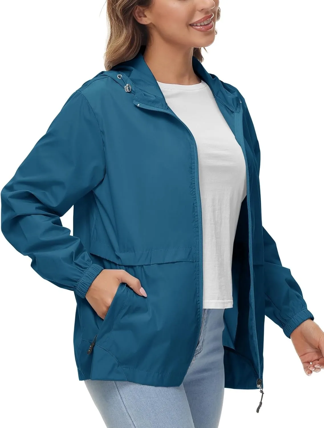 Avoogue Womens Waterproof Rain Jacket Lightweight Raincoat Packable Hooded Outdoor Windbreaker