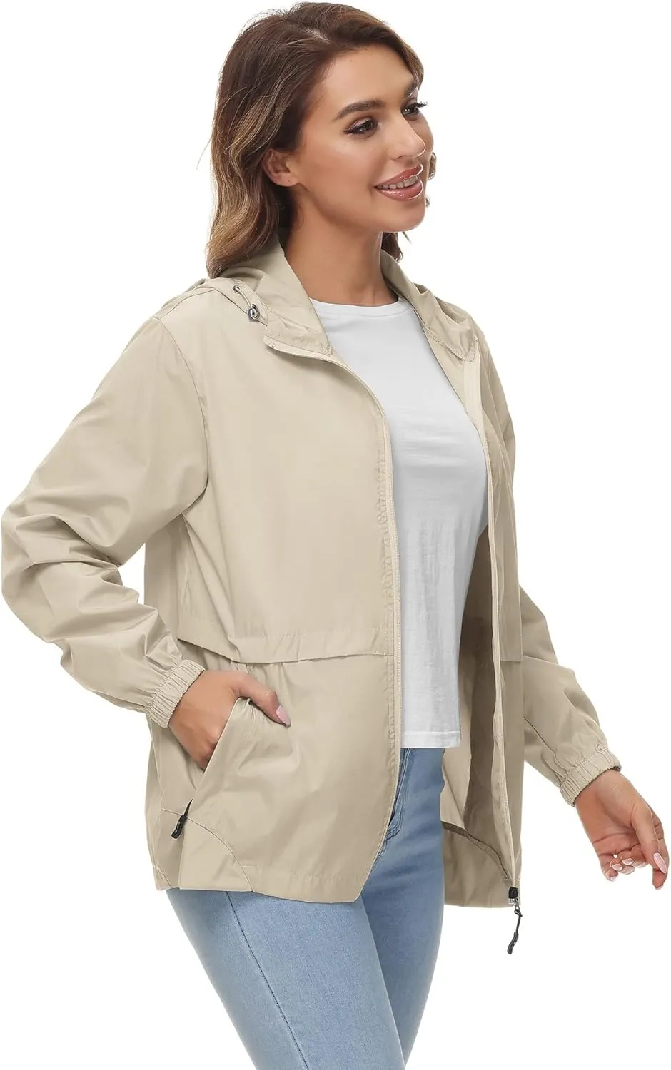 Avoogue Womens Waterproof Rain Jacket Lightweight Raincoat Packable Hooded Outdoor Windbreaker