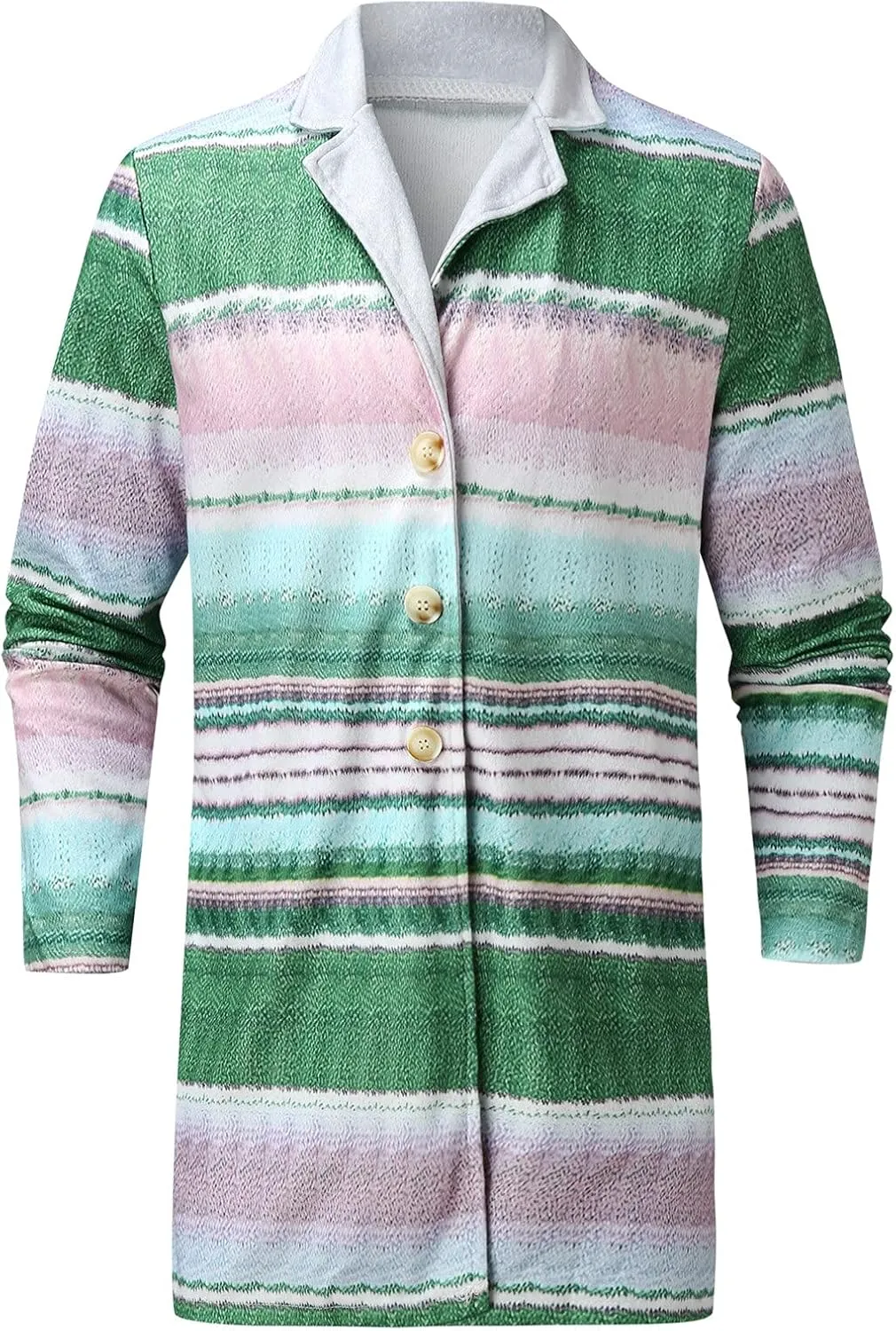 Aztec Jacket for Men, Mid Length Cardigan Sweaters, Shawl Collar Long Sleeve Open Front Button Jumper with Pockets