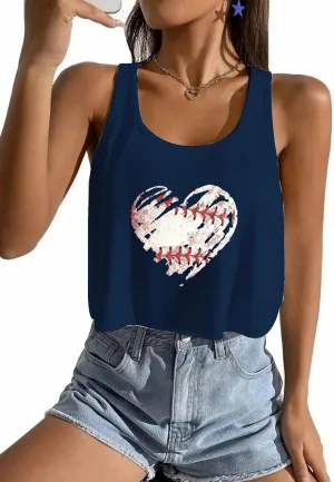 Baseball Crop Tops Shirts Women Baseball Mom Crop Tank Game Day Gifts Funny Sleeveless Tank Tops
