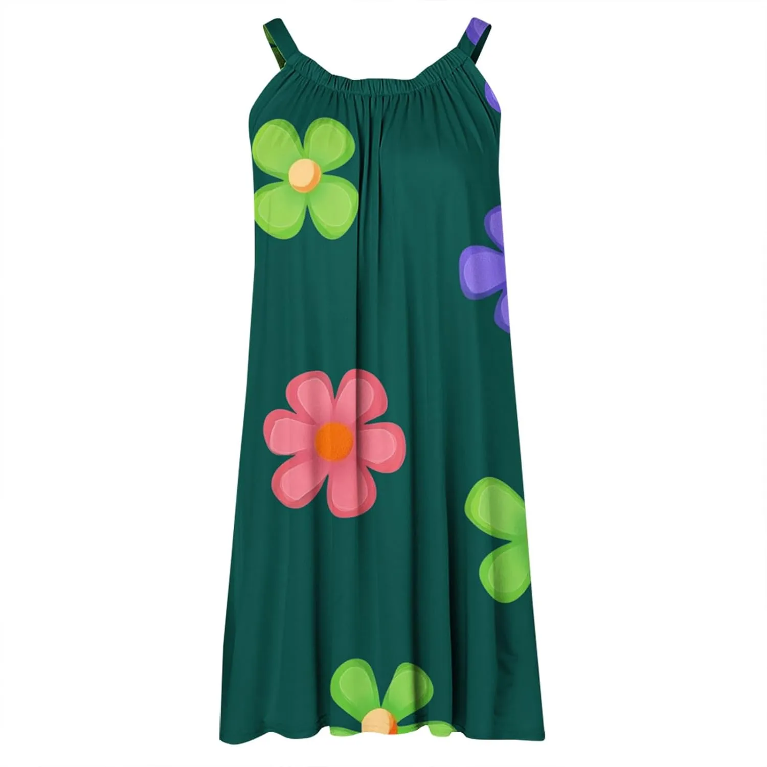 Beach Tank Dresses for Women Sleeveless Comfy Loose Fit Funny Floral Printing Boho 2025 Summer Vacation Mini Dress