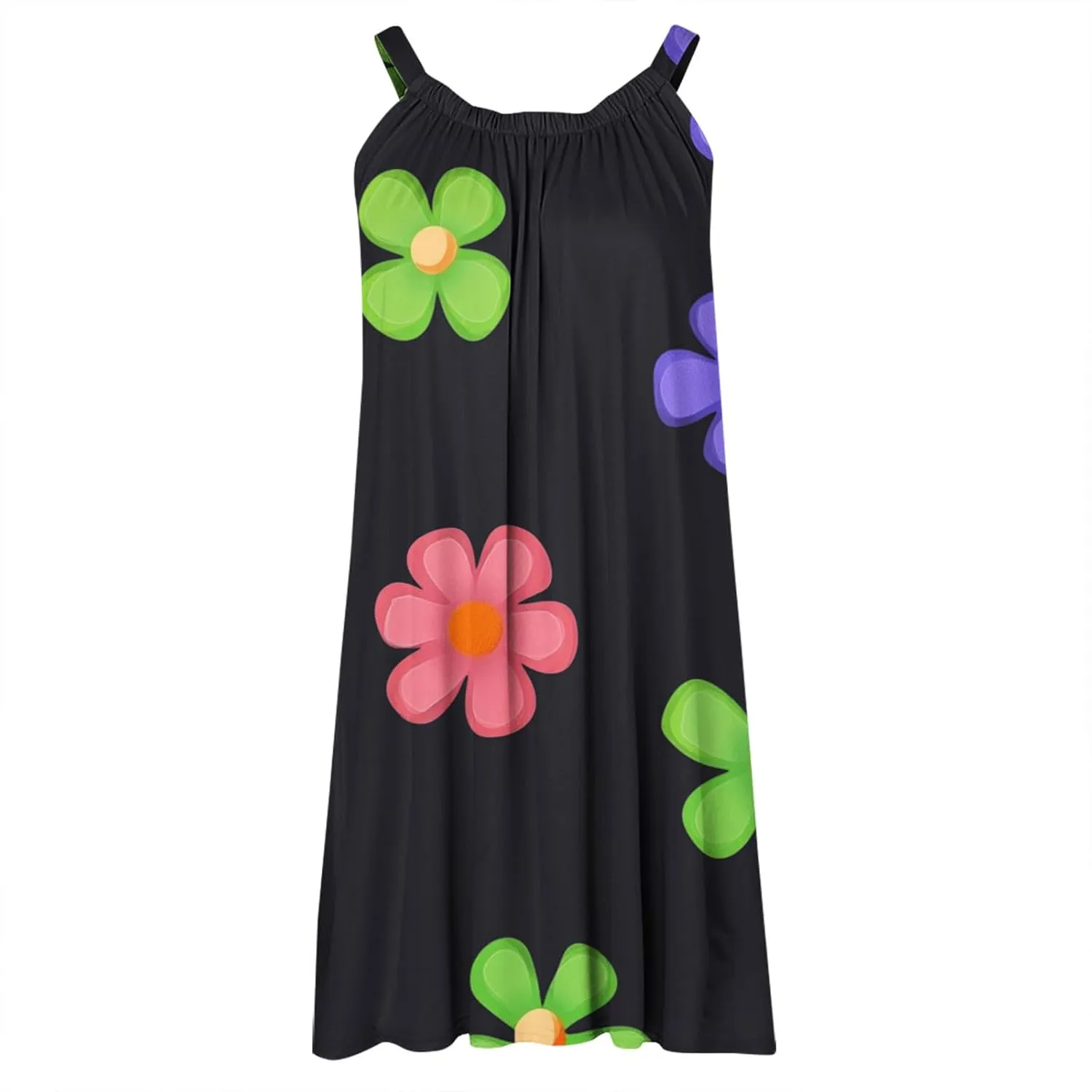 Beach Tank Dresses for Women Sleeveless Comfy Loose Fit Funny Floral Printing Boho 2025 Summer Vacation Mini Dress
