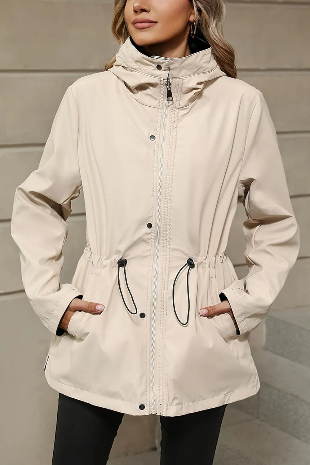 Bellivera Women Reversible Lightweight Jacket Casual Windbreaker Outerwear Waterproof Outdoor Printed Raincoat