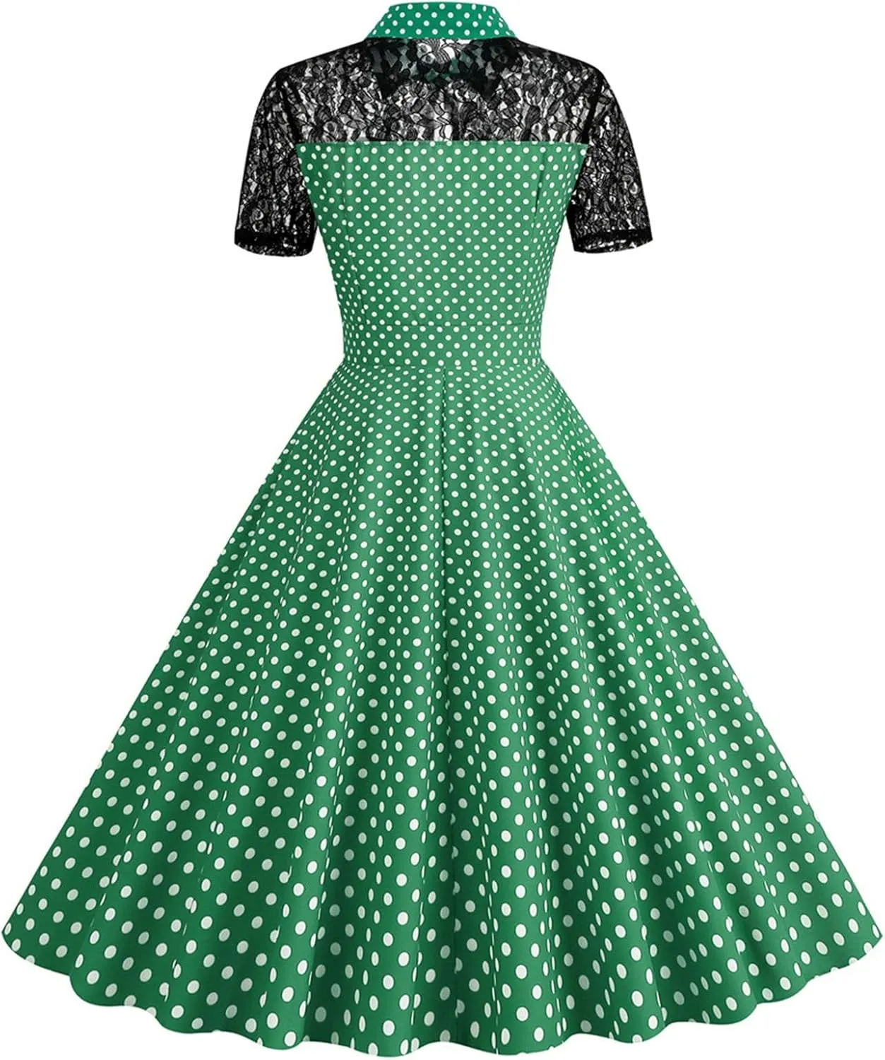 Binmer 1950s Dresses for Women Vintage Short Sleeve Lapel Swing A Line Midi Summer Dress Cocktail Party Evening Prom Gown