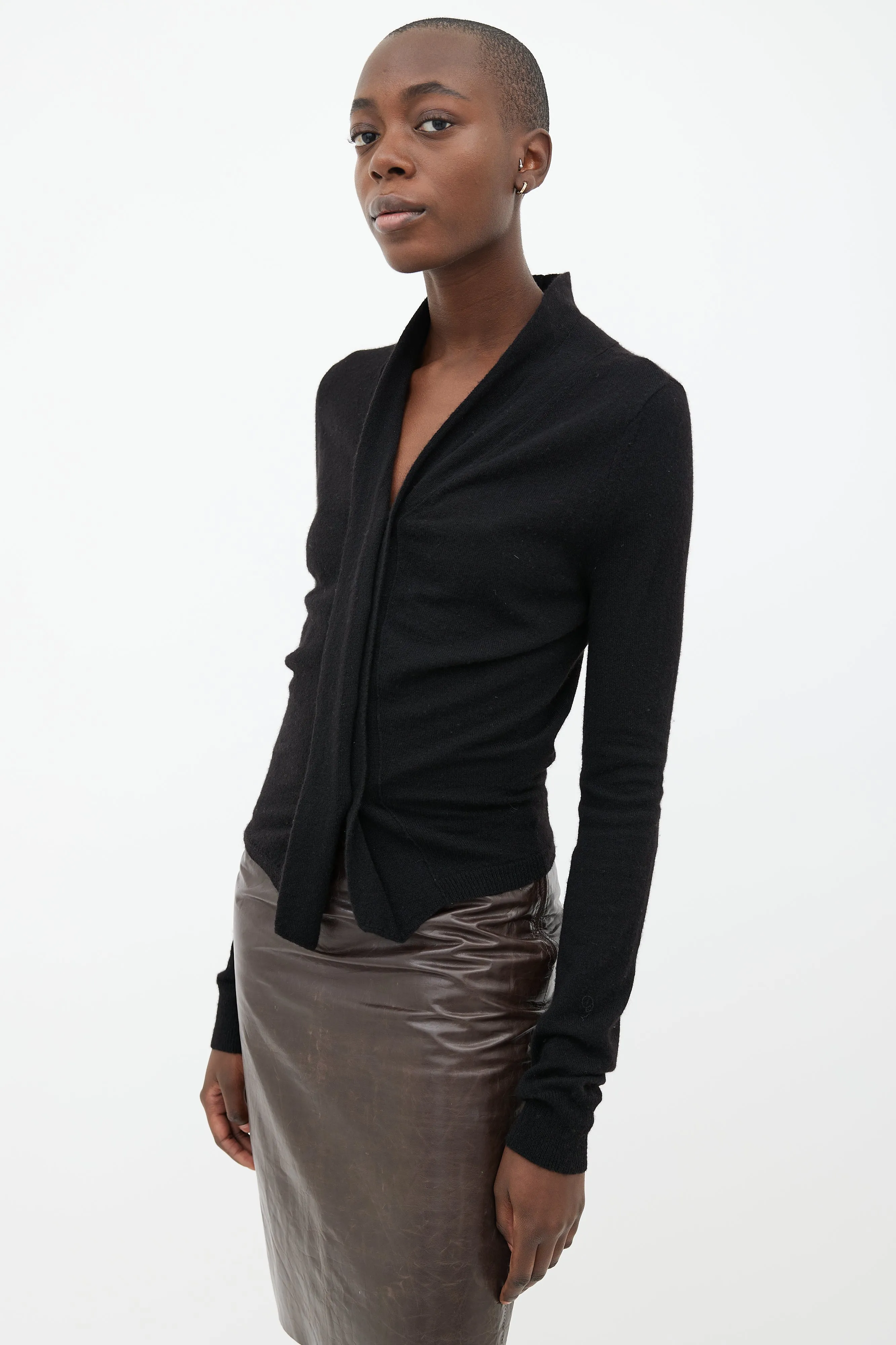 Black Cashmere Blend V-Neck Cardigan