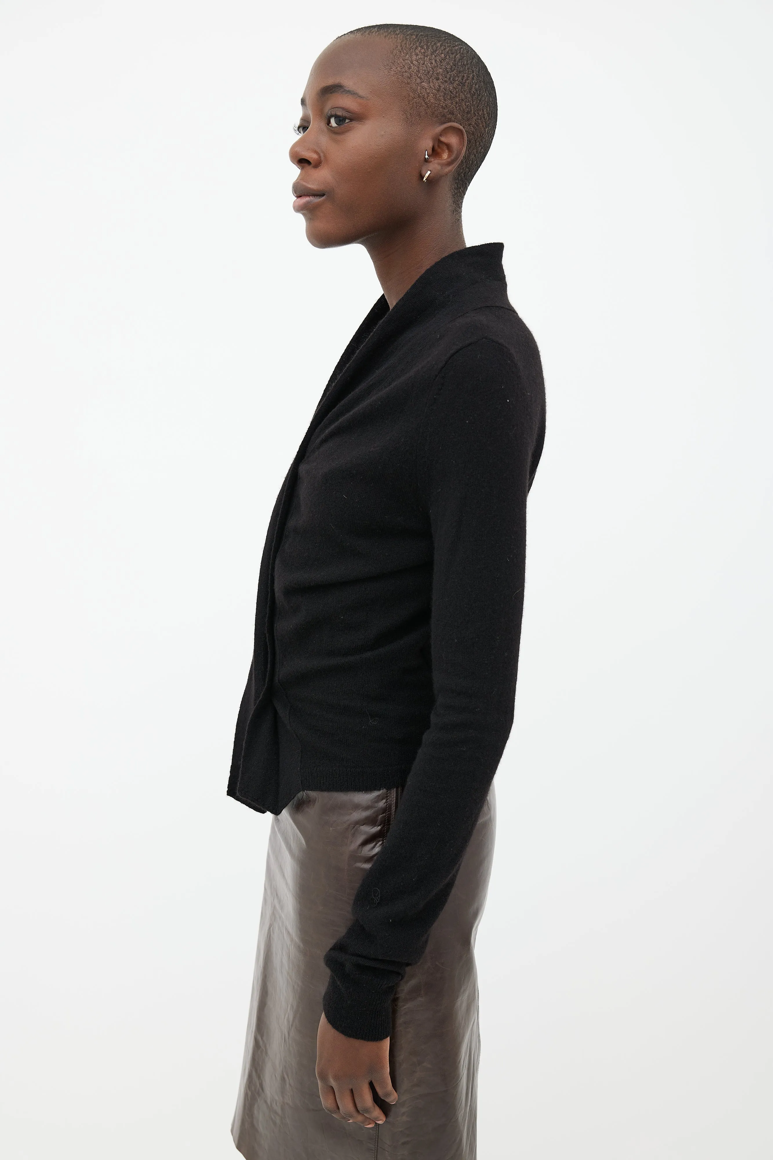 Black Cashmere Blend V-Neck Cardigan