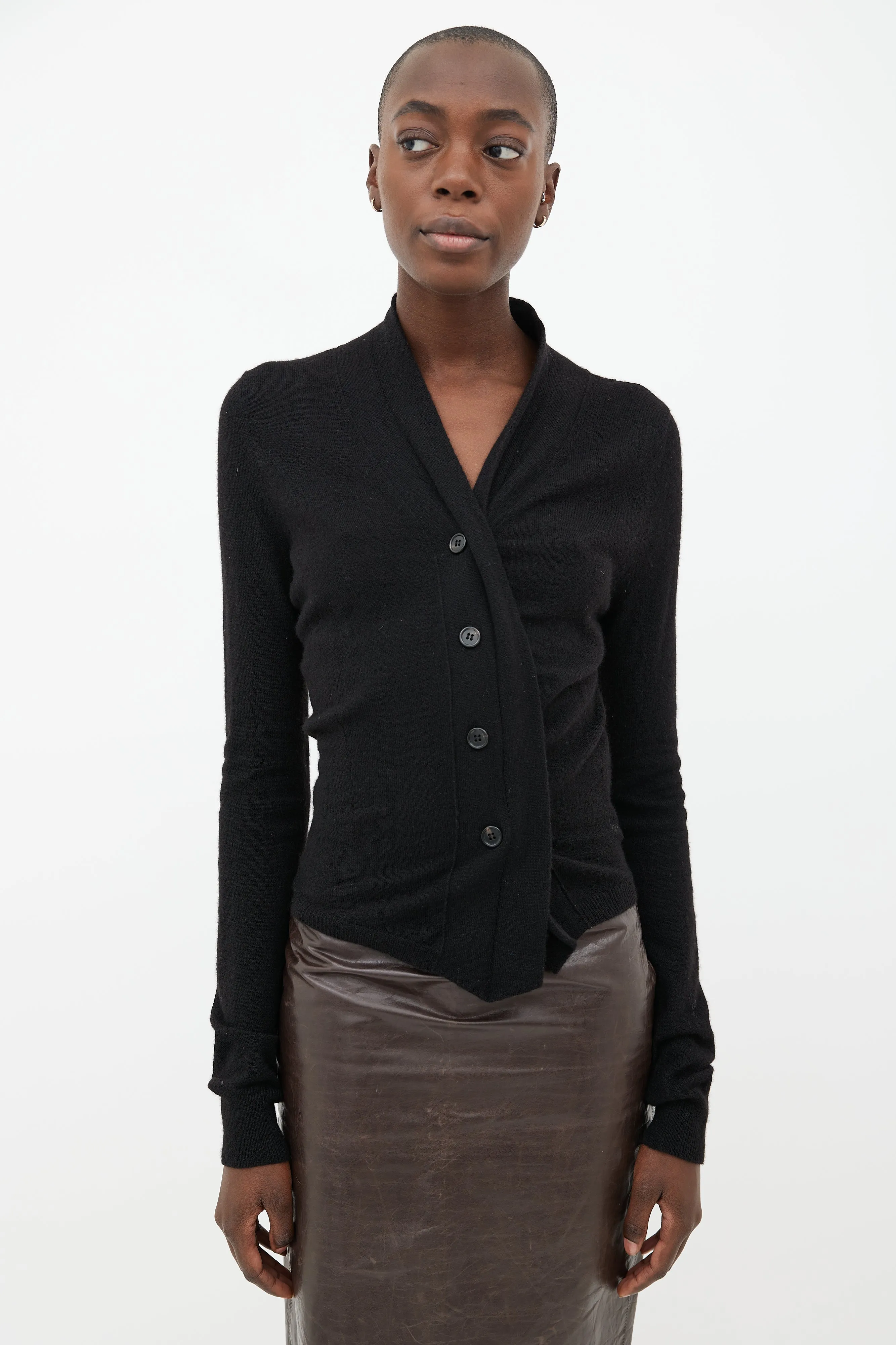 Black Cashmere Blend V-Neck Cardigan
