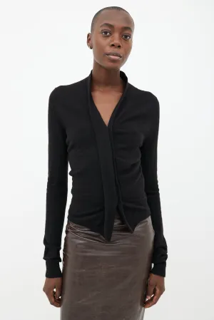 Black Cashmere Blend V-Neck Cardigan